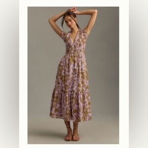 Anthropologie The Pedegrine Midi Dress in Mauve